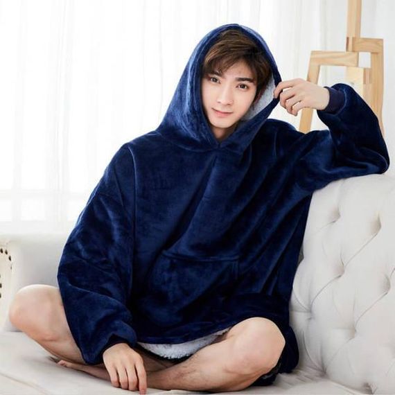 Толстовка-плед з капюшоном Huggle Hoodie синій