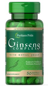 Комплекс для профилактики нервной системы Puritan's Pride Ginseng Complex with Royal Jelly 50 Caps