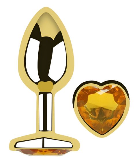 Анальная пробка с кристаллом EGZO - Gold Heart Plug Yellow size M Sex Aura | Зображення 1