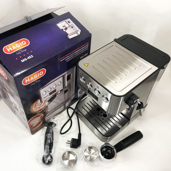 Кавоварка рожкова еспресо/капучино Magio MG-452 850 Вт, кавомашина домашня, кавовий апарат для дому | Зображення 6