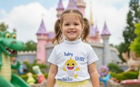Футболка дитяча трикотажна білий з вишивкою акуляченя BABY SHARK 92