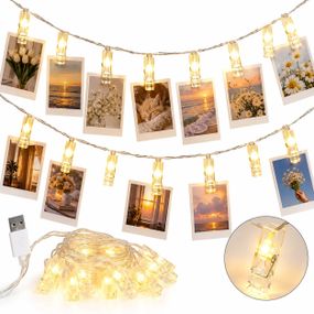 Гірлянда з прищіпками LU999 4,5 м 20 LED • Світлодіодна фотогірлянда LU999 USB з теплим білим світлом для фото та інтер'єру