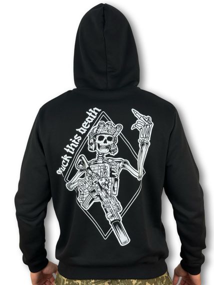 Чорна ХУДІ з принтом "FCK THIS DEATH" Розмір M | Зображення 2