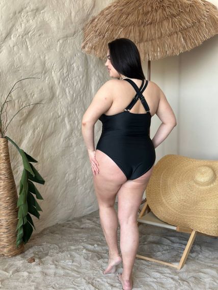 Суцільний чорний купальник PLUS SIZE з утяжкою | Зображення 7
