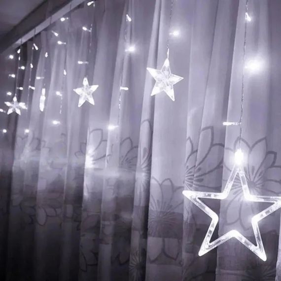 Гірлянда-штора Зірки XPRO 138 LED 2x1 м, теплий білий колір, 8 режимів світіння (234564331_310) | Зображення 1