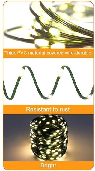 Гірлянда роса мішура на зеленому дроті 10 метрів 300 LED на пульті Тепло Білий XPRO (47721-710_259) | Зображення 6