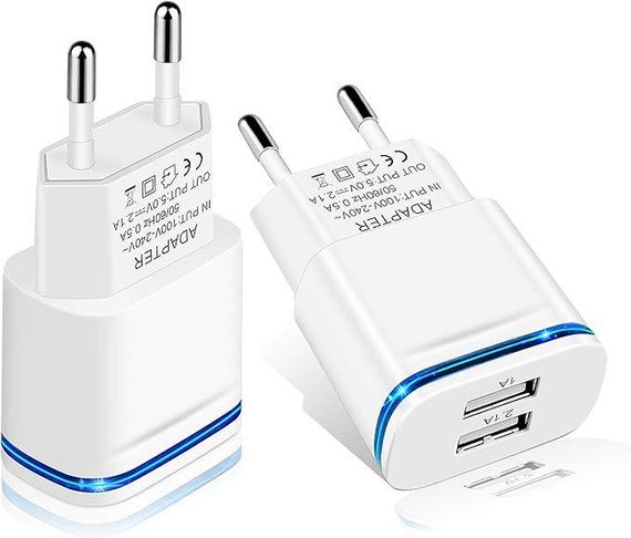Сетевое зарядное LUOATIP, дорожное зарядное устройство из 2 шт., двухпортовый USB-блок для настенной зарядки, | Зображення 6