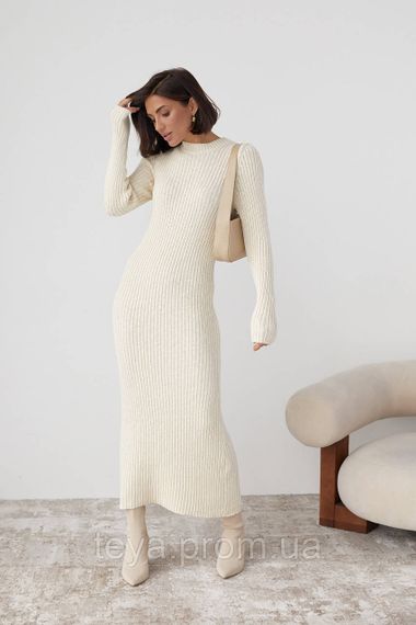 В'язане плаття oversize в широкий рубчик колір кремовий розмір S FL_000886 | Зображення 6