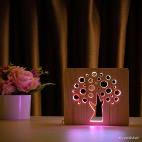 Светильник ночник ArtEco Light из дерева LED "Деревце" с пультом и регулировкой цвета...