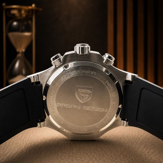 Чоловічий годинник Pagani Design PD-YS032 Silver-Black-Black Rubber на каучуковому ремінці | Зображення 5