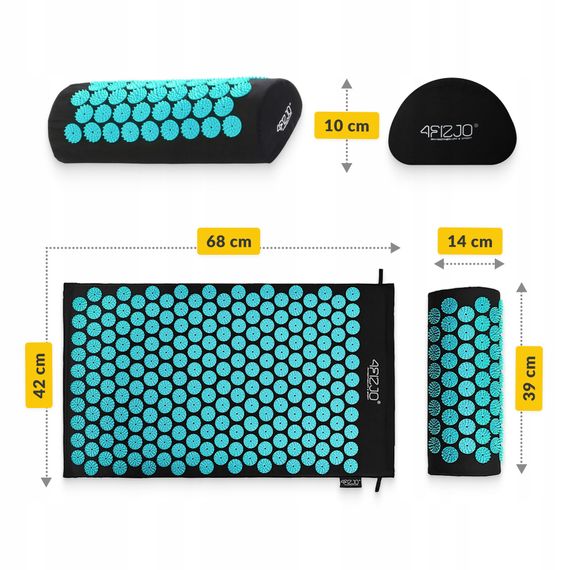 Килимок акупунктурний з валиком 4FIZJO Classic Mat Аплікатор Кузнєцова Black/Blue (P-5905973402385) | Зображення 2