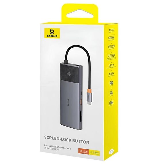 Перехідник HUB Baseus Metal Gleam Series II OS 10in1 (B00061800123-00) Cosmic Black | Зображення 3