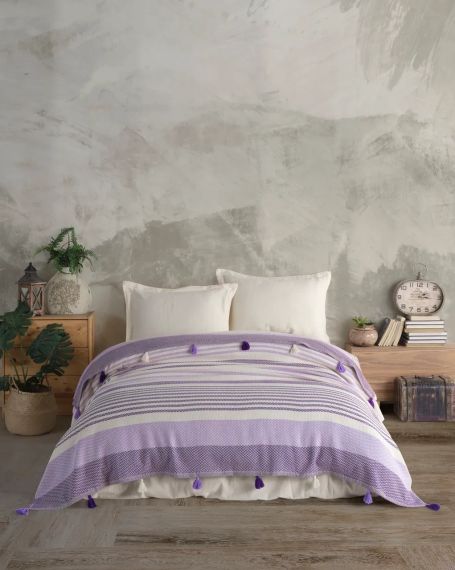 Хлопковое покрывало Moss Basile 220 x 240 см. Lila