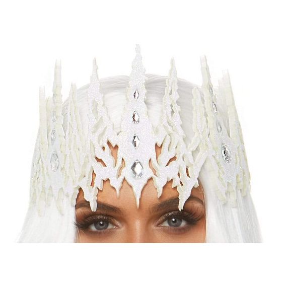 Корона із кристалами Glitter Die Cut Jeweled Crown від Leg Avenue, біла | Зображення 1