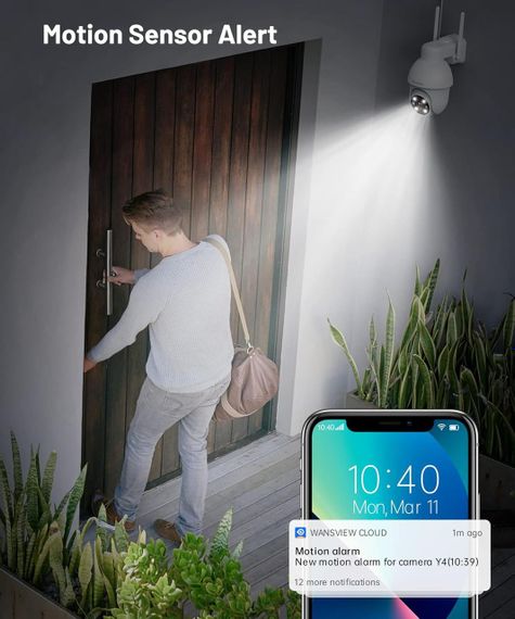 Вулична IP-камера відеоспостереження комплект 2шт GALAYOU 2K HD WiFi IP кольорове нічне бачення датчик руху двостороннє аудіо | Зображення 4