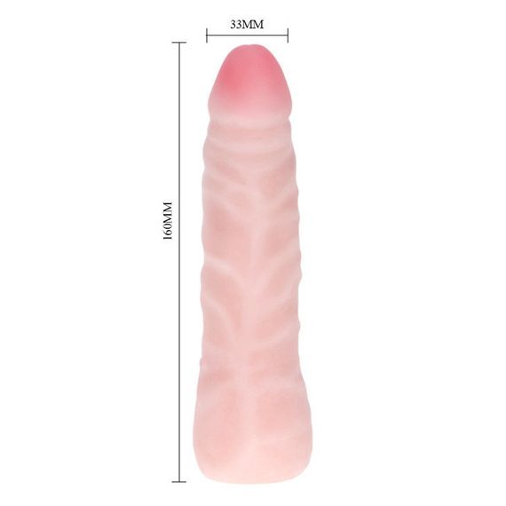 Фалоімітатор з хребтом Super Excitement Sextoy, без мошонки, бежевий, 16 см Sex Aura | Зображення 1