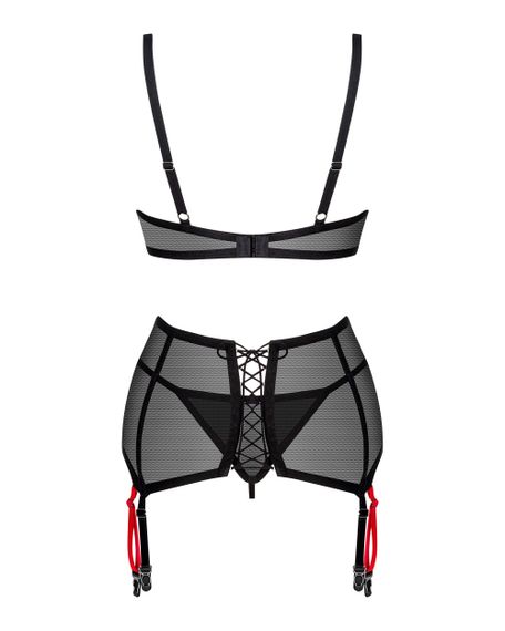 Комплект с поясом для чулок Obsessive Glandez garter belt set Черный XL/2XL | Зображення 4