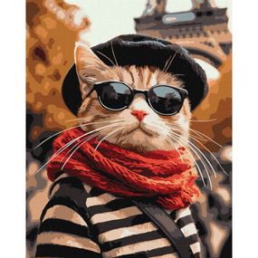 Картина по номерам "Пушистик в Париже" ©art_selena_ua KHO6705, 40х50 см