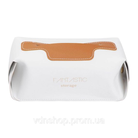 Серветниця з еко шкіри 21х12х8 см контейнер для серветок в автомобіль Білий HP-3-210W | Зображення 1