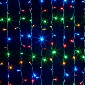 Гирлянда 560LED (Водопад) Red / Green / Blue / Yellow, 8 режимов, 3 * 3метра, прозрачная изоляция, BOX