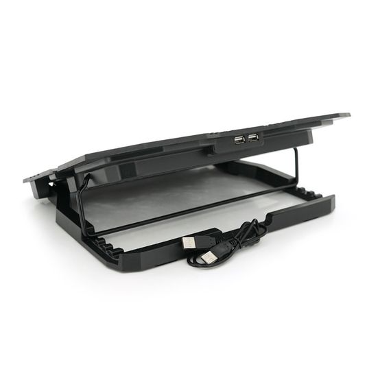 Подставка для ноутбука IceCoorel K8, 10-17", 6*70mm 1800 RPM±10%, корпус пластик+алюминий, 2xUSB2.0 + LCD, 365*297*30mm, Black, | Зображення 1