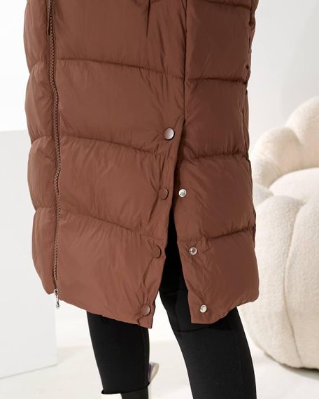 Коричневе зимове пальто колір шоколад преміум якості | Зображення 8