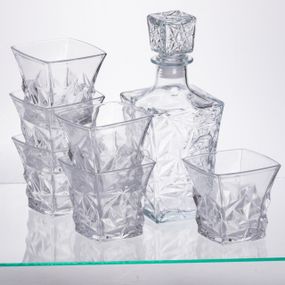 Набор для напитков графин и 6 стаканов для напитков из толстого стекла прозрачный 64486-26