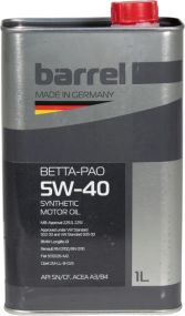 Олива моторна Barrel 5W40 Beta-PAO, 1л, 121012110