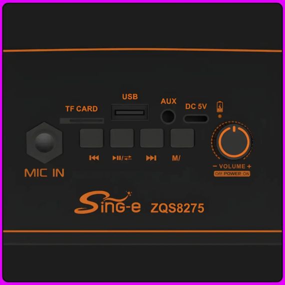 Портативна Bluetooth колонка 2х8" з дротовим мікрофоном і RGB підсвіткою ZQS8275 40W | Зображення 2