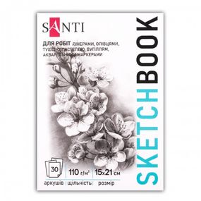 Скетчбук для малювання Santi Flowers 743196 15х21 см 30 аркушів