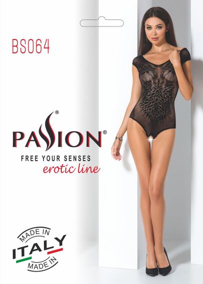 Бодістокінг Passion BS064 One Size, Black, боді, закрите плече, відкритий доступ sexstyle | Зображення 5