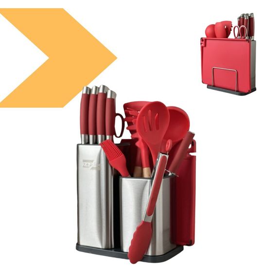 Набір кухонних ножів та принадлежностей Zepdine ZP-047 Колір червоний (43273-ZP-047_1320)