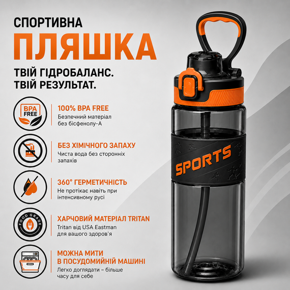 Спортивная Tritan Бутылка 500 мл черная | Зображення 4