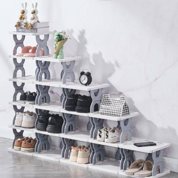 Полка для обуви и вещей на 3 яруса Shoe rack Серая