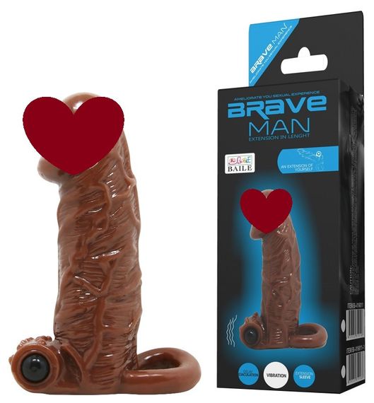Насадка - презерватив с вибрацией Brave Man, BI-016011 ( коричневая ) sexstyle