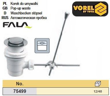 Пробка автомат раковини G5/4" пластик VOREL-75499