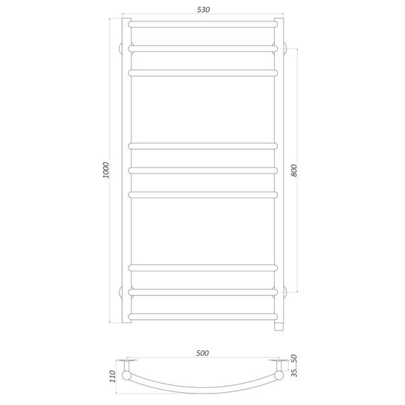 Рушникосушарка UNIO LDE EL 1000-500-9 BLK Драбинка Дуга Еліт чорна (21556) | Зображення 1