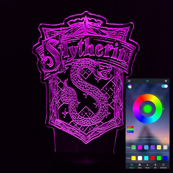 Акриловий світильник-нічник керування з телефона Слизерин tty-n001324