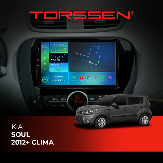 Штатна магнітола Torssen Kia Soul 2012+ clima FL9 4+64Gb 4G Carplay DSP