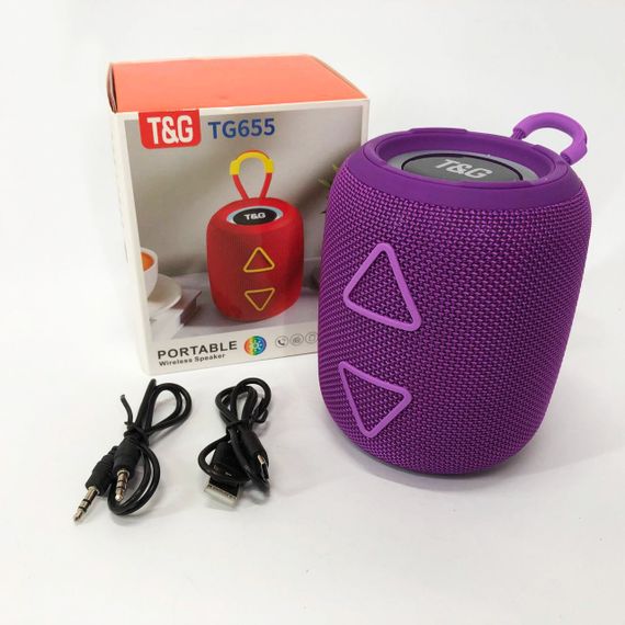 Портативна колонка TG655 5W з RGB підсвічуванням та ремінцем, Акумуляторна для музики. Колір: фіолетовий | Зображення 9
