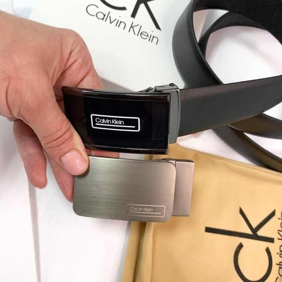Двухсторонній чоловічий ремінь з двома пряжками Calvin Klein чорний | Зображення 2