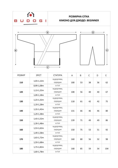 Біле дитяче кімоно для хлопчиків, дзюдо, TM BUDOGI серія BEGINNER, 110 см | Зображення 7