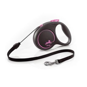 Рулетка Flexi Black Design M, трос 5 м, розовый