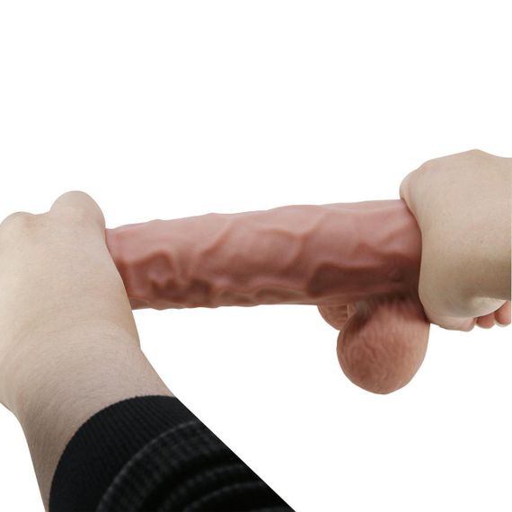 Фалоімітатор з мошонкою BAILE Sliding Skin 9,4'' Flesh Bendable Suction base TPR Sex Aura | Зображення 6