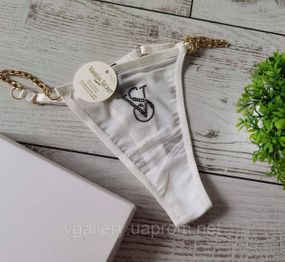 Жіночі стринги на ланцюжку Vanilya Secret зі стразами, жіночі стринги Ванілу Сікрет, стринги на ланцюжку Білий