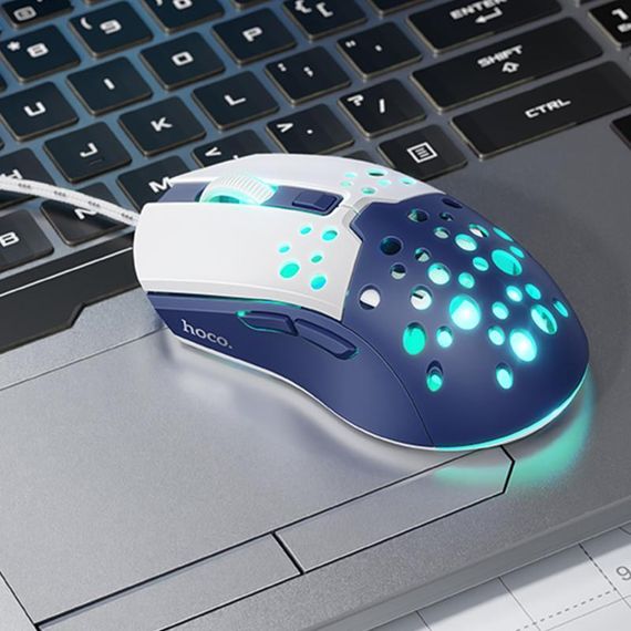 Миша дротова Hoco GM51 Sky Luminous White / Blue | Зображення 2