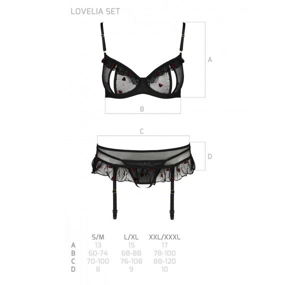 Сексуальный комплект с поясом для чулок Passion LOVELIA SET XXL/XXXL, black | Зображення 6