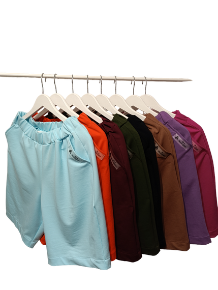 Костюм женский трикотажный летний футболка и шорты темно-синий двунитка 62 | Зображення 7