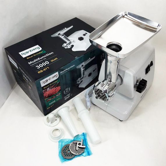 Электрическая мясорубка многофункциональная 2 скорости Rainberg RB-671 NE-148 2200Вт, Электромясорубка | Зображення 3