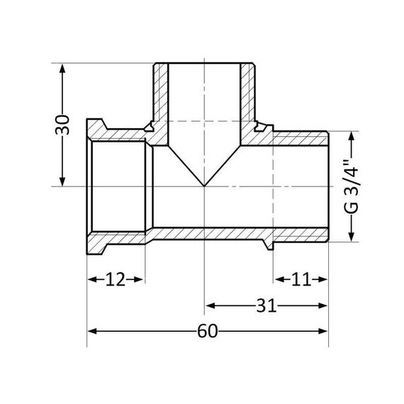 Тройник Thermo Alliance Standart 3/4" ВНН SD41420 | Зображення 1